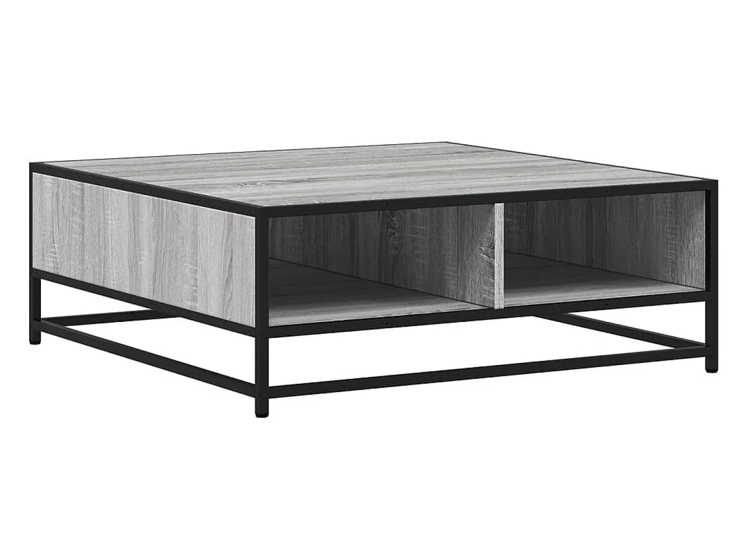 Mesa de centro madera ingeniería metal gris Sonoma 80x80x30 cm