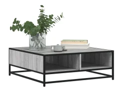 Mesa de centro madera ingeniería metal gris Sonoma 80x80x30 cm