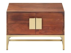 Mesa de centro madera maciza de acacia marrón miel 67x67x45 cm