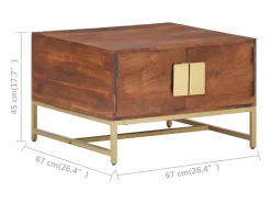 Mesa de centro madera maciza de acacia marrón miel 67x67x45 cm