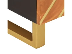 Mesa de centro madera maciza de mango negro marrón 80x50x40 cm