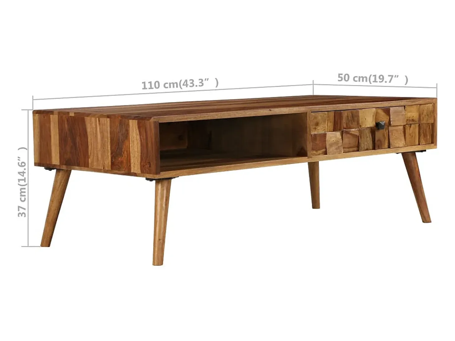 Mesa de centro madera maciza sheesham acabado miel 110x50x37 cm