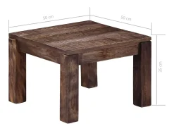 Mesa de centro madera maciza de mango 50x50x35 cm
