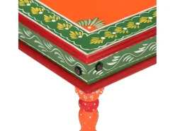 Mesa de centro madera maciza de mango naranja pintada a mano