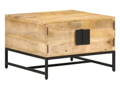 Mesa de centro madera maciza de mango 67x67x45 cm