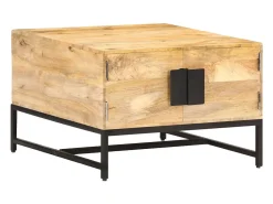 Mesa de centro madera maciza de mango 67x67x45 cm