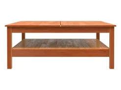 Mesa de centro madera maciza de pino marrón cera 100x100x40 cm