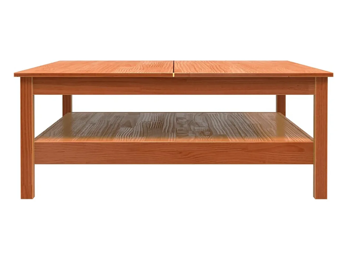 Mesa de centro madera maciza de pino marrón cera 100x100x40 cm