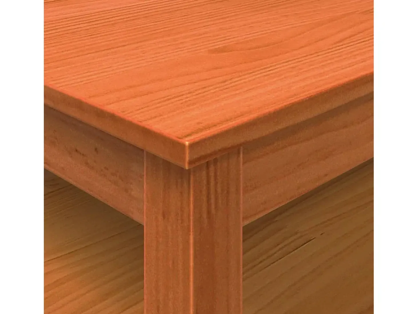 Mesa de centro madera maciza de pino marrón cera 100x100x40 cm
