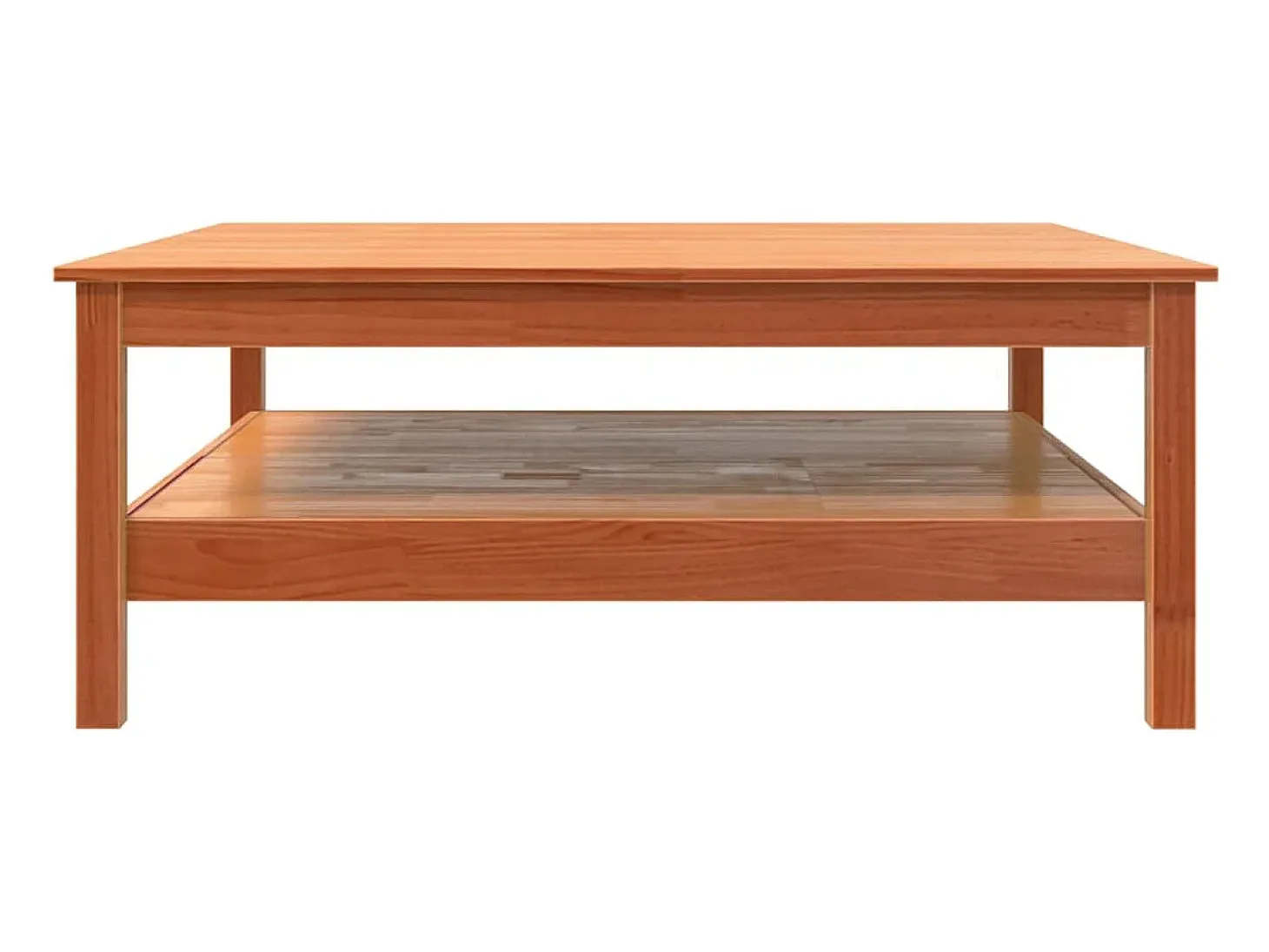 Mesa de centro madera maciza de pino marrón cera 100x100x40 cm