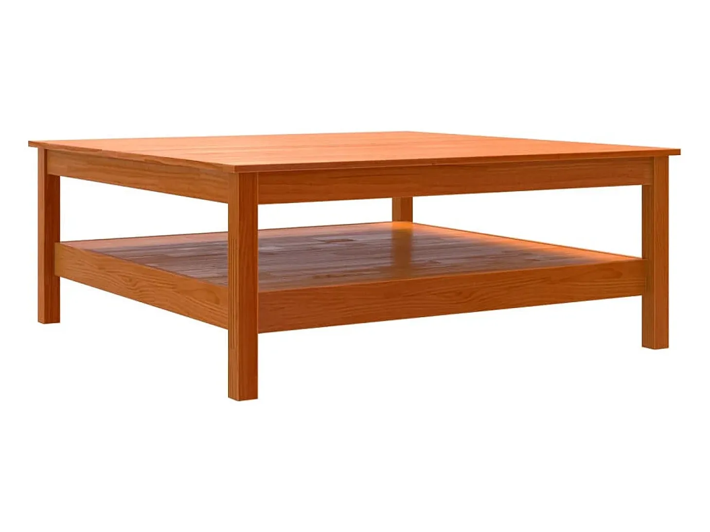 Mesa de centro madera maciza de pino marrón cera 100x100x40 cm