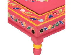 Mesa de centro madera maciza de mango rosa pintada a mano