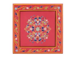 Mesa de centro madera maciza de mango rosa pintada a mano