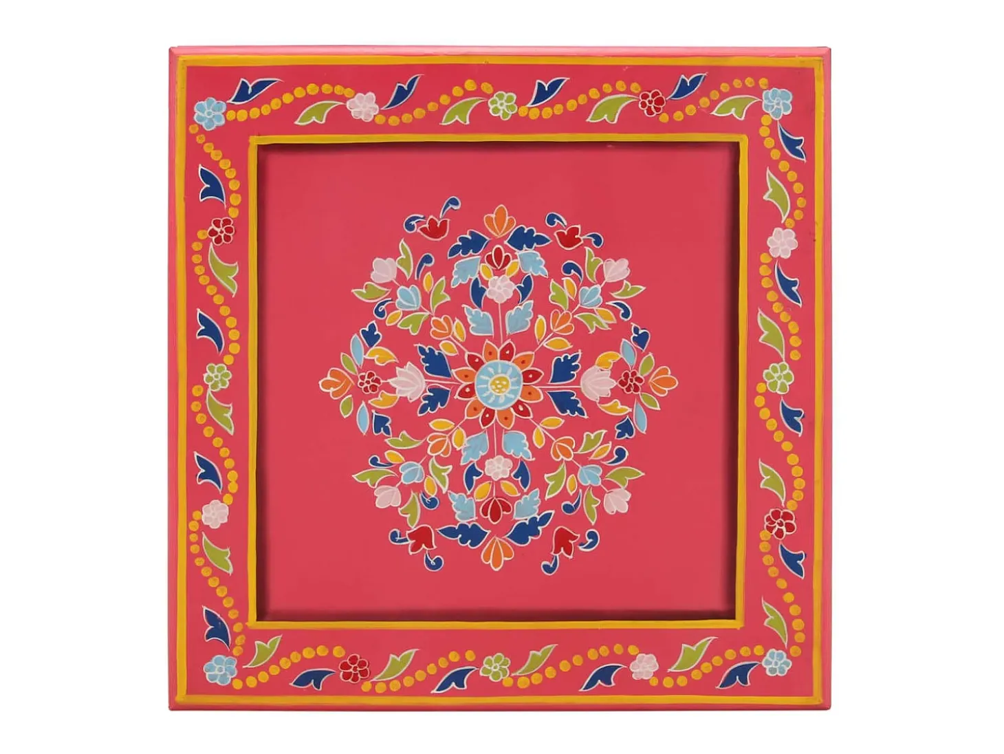 Mesa de centro madera maciza de mango rosa pintada a mano