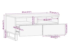 Mesa de centro madera maciza mango marrón 80x55x40 cm