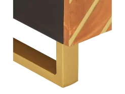Mesa de centro madera maciza de mango negro marrón 80x50x40 cm