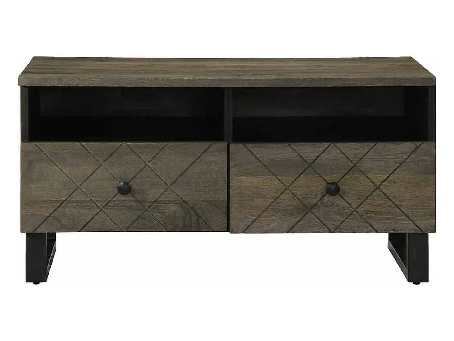 Mesa de centro madera maciza de mango negra 80x54x40 cm
