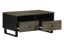 Mesa de centro madera maciza de mango negra 80x54x40 cm