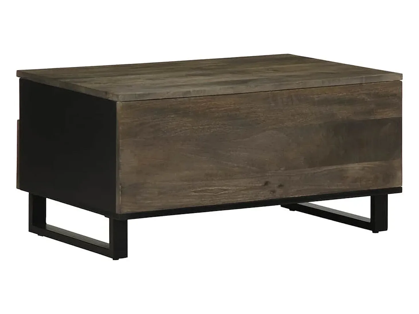 Mesa de centro madera maciza de mango negra 80x54x40 cm