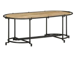 Mesa de centro madera maciza de mango rugosa 110x55x40 cm