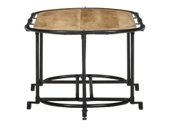 Mesa de centro madera maciza de mango rugosa 110x55x40 cm