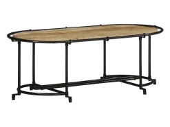 Mesa de centro madera maciza de mango rugosa 110x55x40 cm