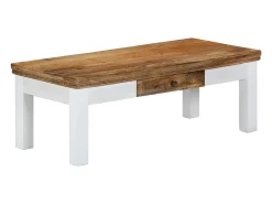 Mesa de centro madera maciza de mango 110x50x40 cm