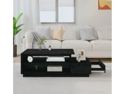 Mesa de centro madera maciza de pino negro 120x50x40,5 cm