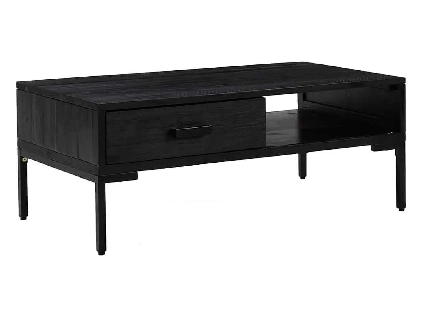 Mesa de centro madera maciza pino reciclada negro 90x50x35 cm