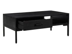 Mesa de centro madera maciza pino reciclada negro 90x50x35 cm