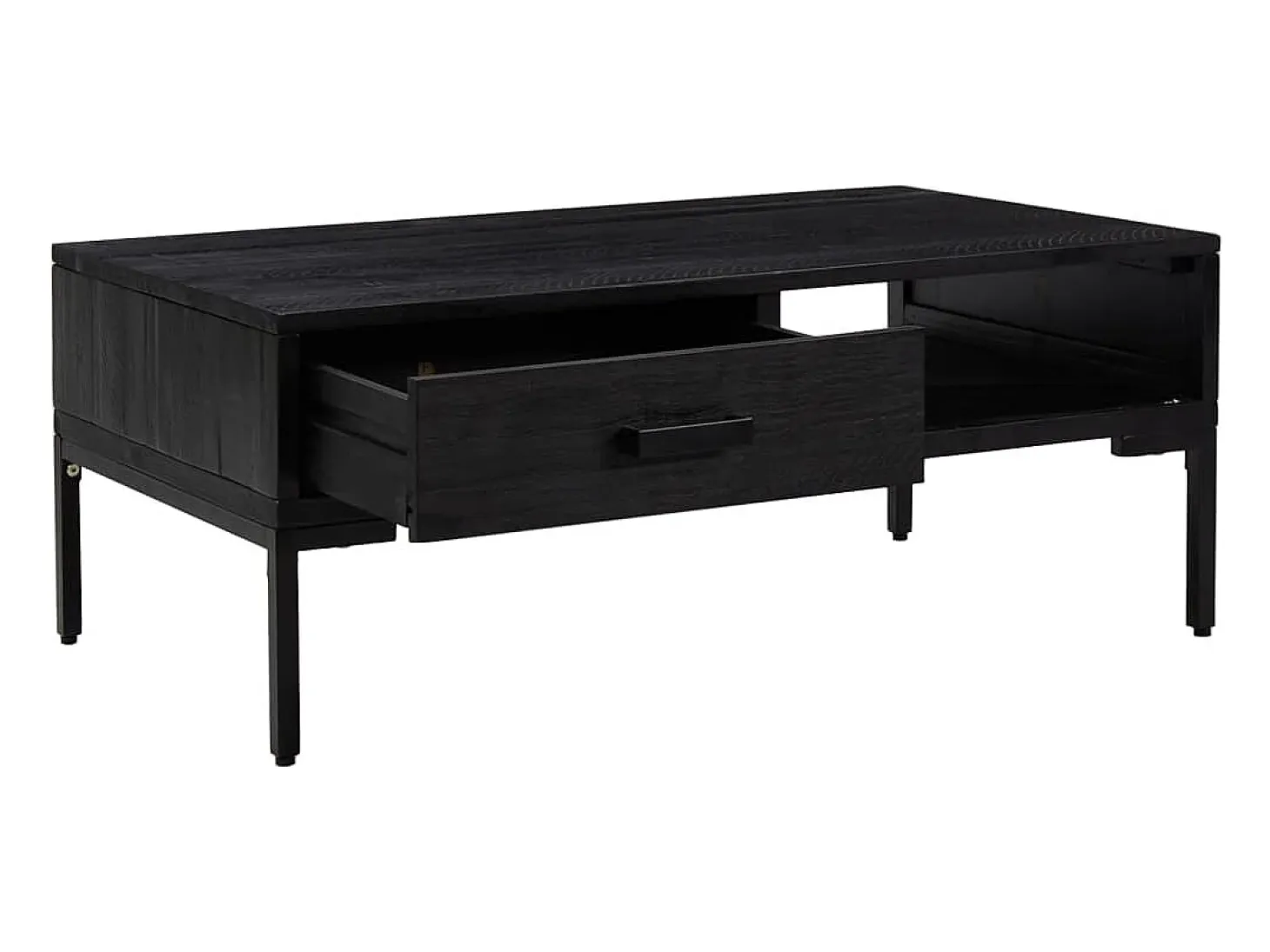 Mesa de centro madera maciza pino reciclada negro 90x50x35 cm