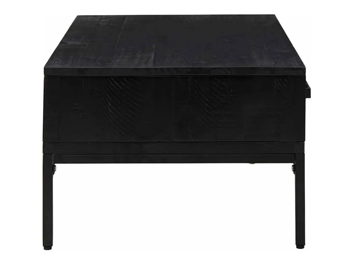 Mesa de centro madera maciza pino reciclada negro 90x50x35 cm