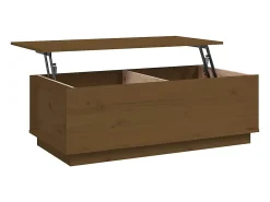 Mesa de centro madera maciza de pino marrón miel 100x50x35 cm
