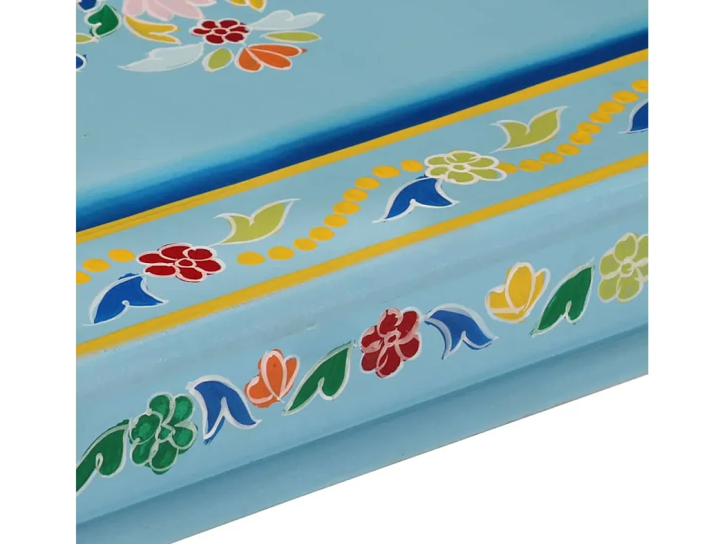 Mesa de centro madera maciza de mango turquesa pintada a mano
