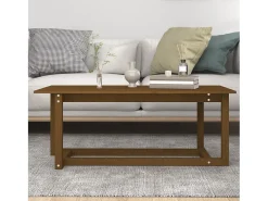 Mesa de centro madera maciza de pino marrón miel 110x55x45 cm