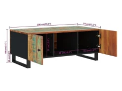 Mesa de centro madera reciclada y contrachapada 100x54x40 cm