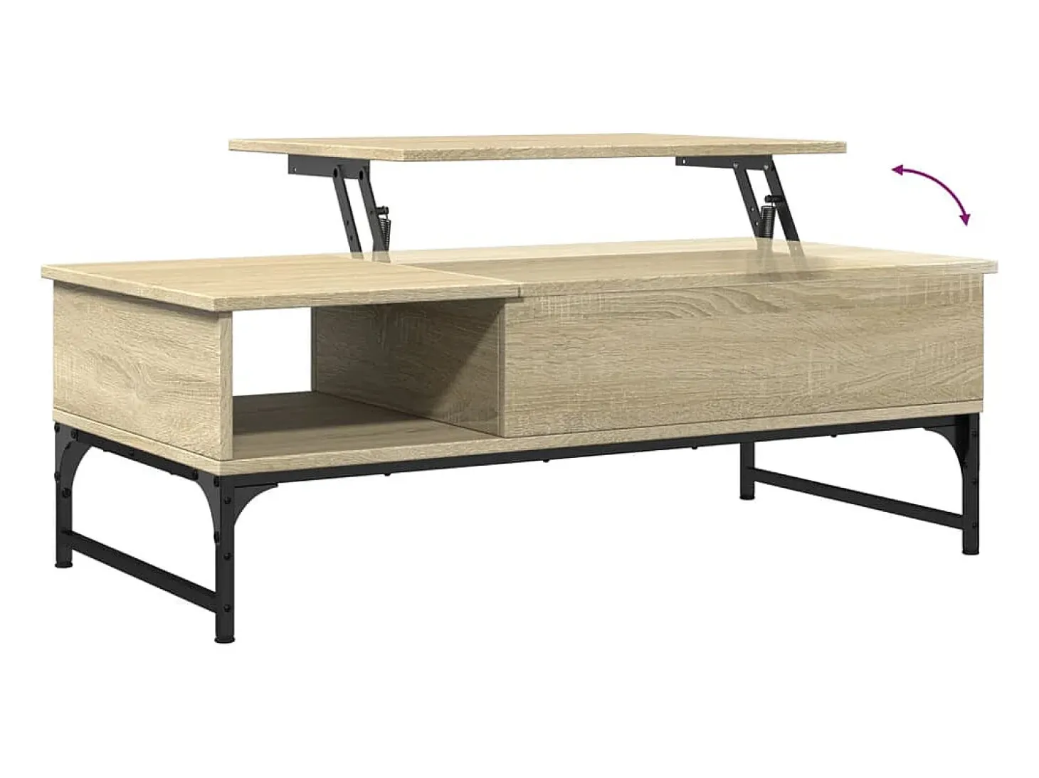 Mesa de centro madera y metal roble Sonoma 100x50x35 cm