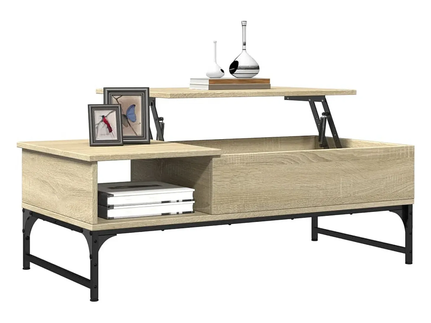 Mesa de centro madera y metal roble Sonoma 100x50x35 cm