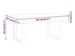 Mesa de centro MDF y hierro marrón oscuro y negro 90x45x40 cm