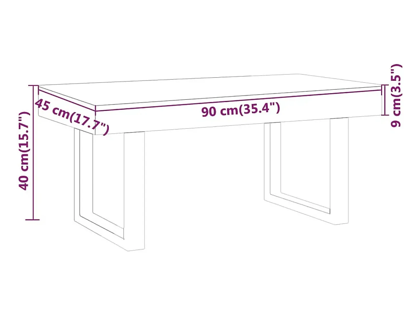 Mesa de centro MDF y hierro marrón oscuro y negro 90x45x40 cm