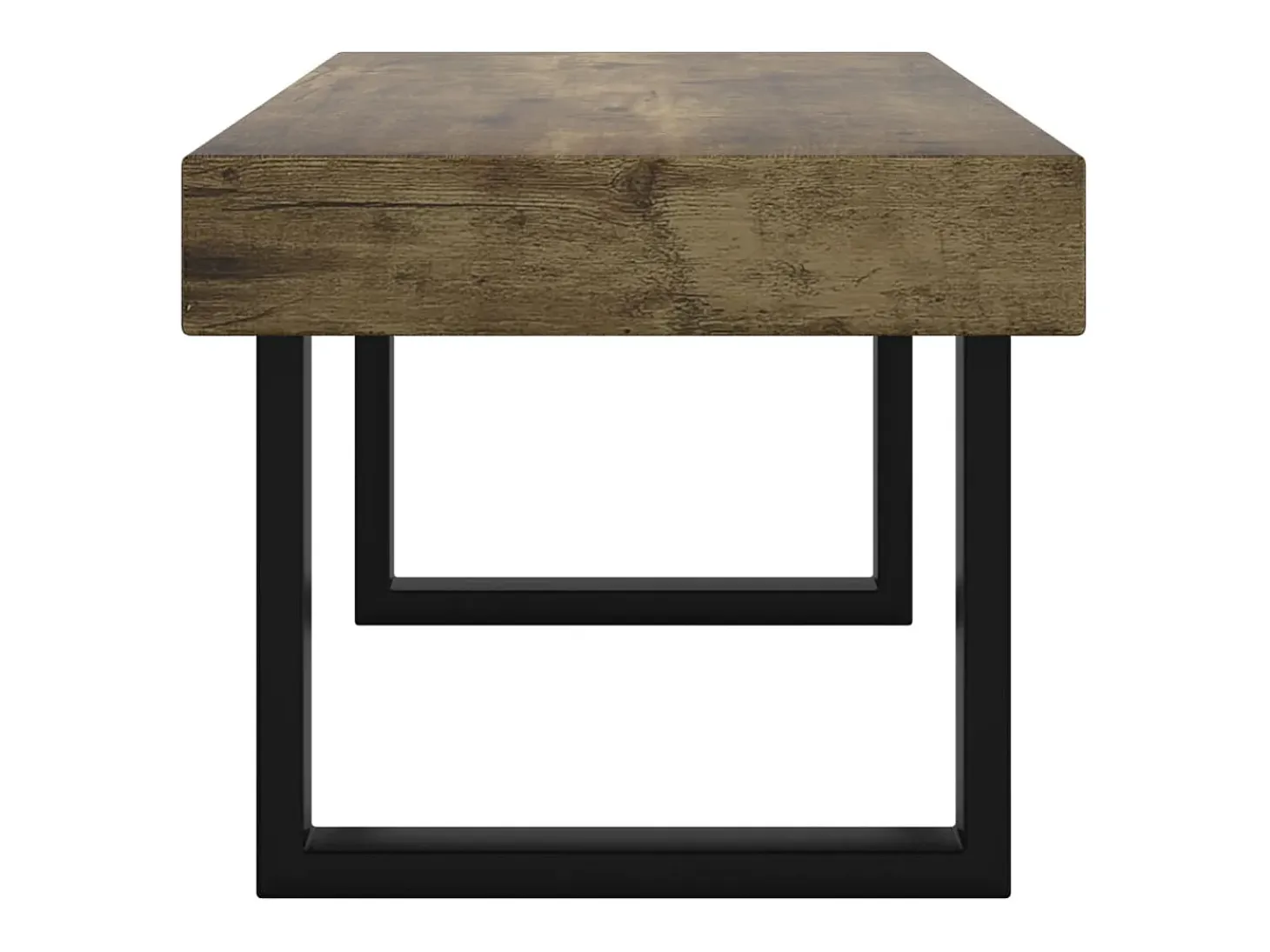 Mesa de centro MDF y hierro marrón oscuro y negro 90x45x40 cm