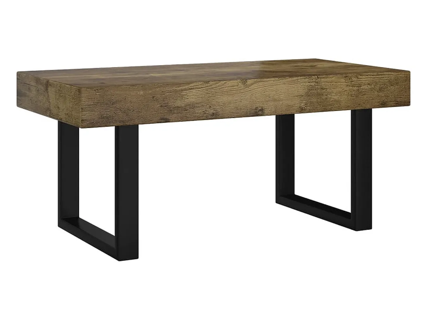 Mesa de centro MDF y hierro marrón oscuro y negro 90x45x40 cm