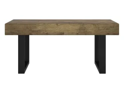 Mesa de centro MDF y hierro marrón oscuro y negro 90x45x40 cm