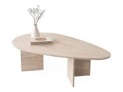 Mesa de centro moderna - Efecto travertino beige - LOMARETI