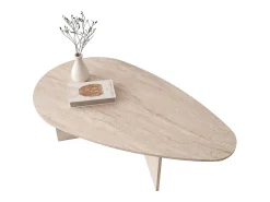 Mesa de centro moderna - Efecto travertino beige - LOMARETI