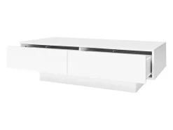 Mesa de centro moderna con LED - 2 cajones - Blanco