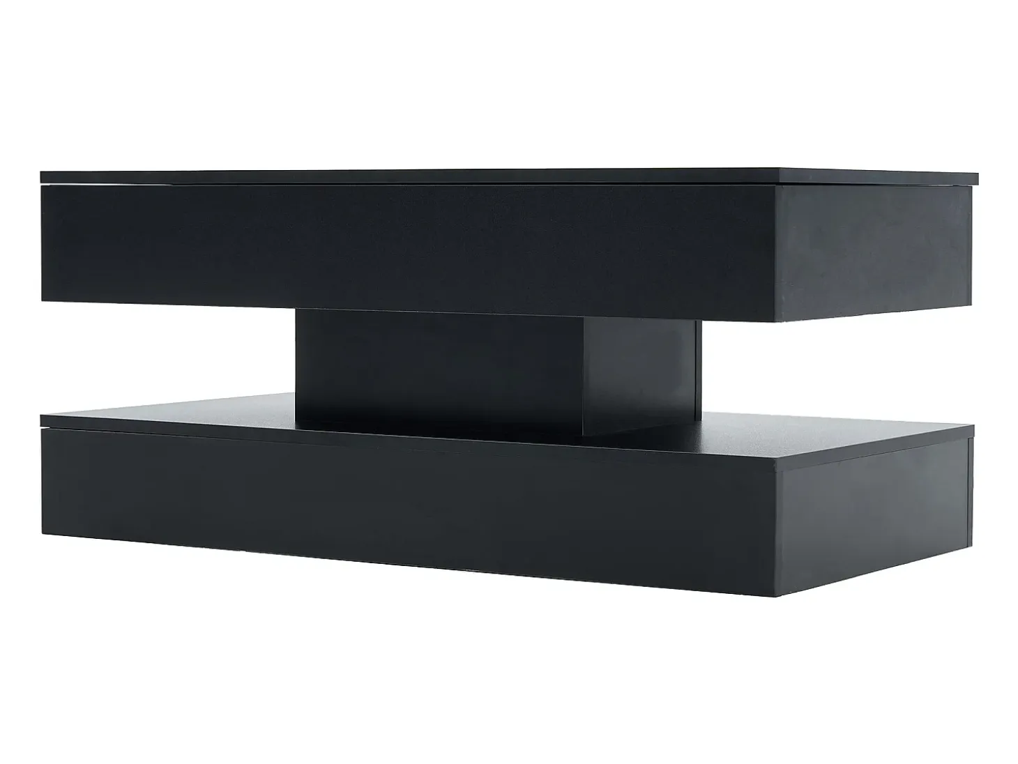 Mesa de centro moderna 100x50x42 cm - con iluminación LED - almacenamiento oculto - elevador hidráulico - negro