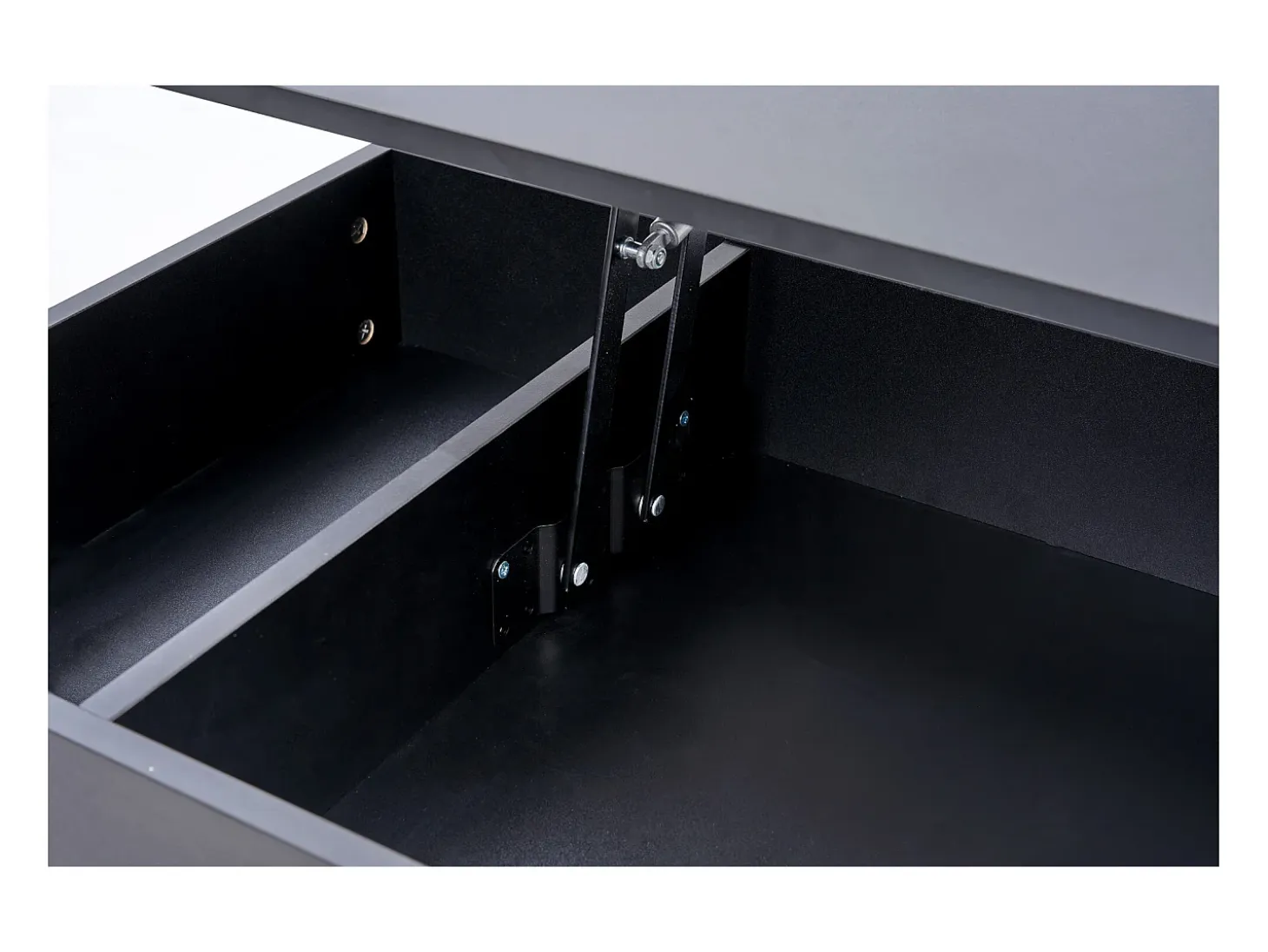 Mesa de centro moderna 100x50x42 cm - con iluminación LED - almacenamiento oculto - elevador hidráulico - negro