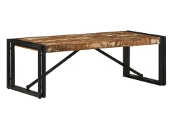 Mesa de centro multicolor 100x50x35 cm madera maciza reciclada