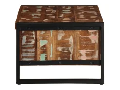 Mesa de centro multicolor 90x50x36 cm madera maciza reciclada